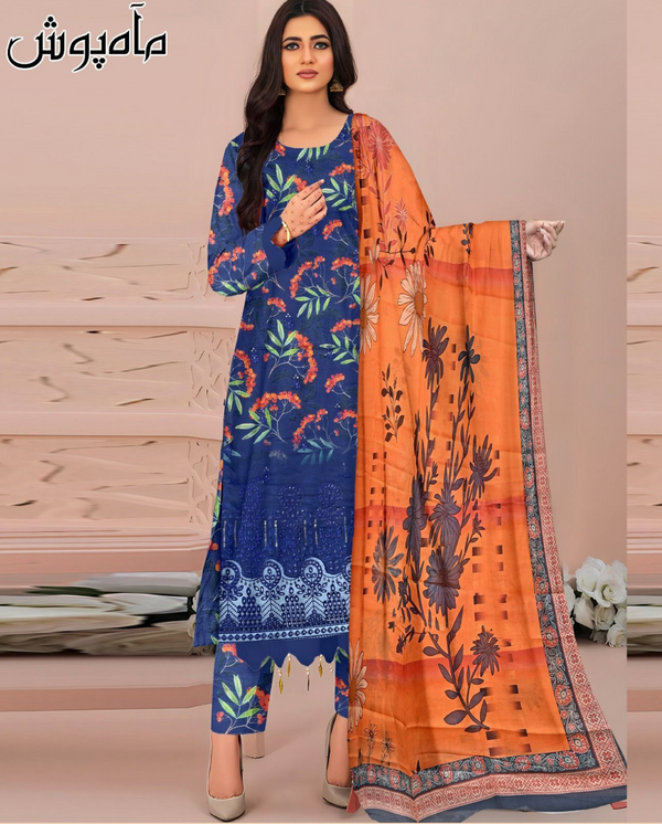 3 Pc Premium Lawn Embroidered Collection