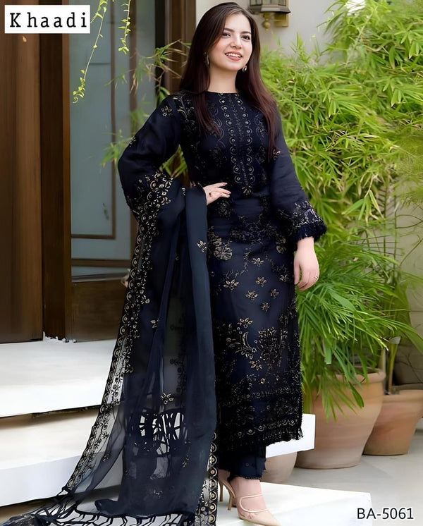 MIX BRANDS 03 Piece Unstitched Lawn Fabric