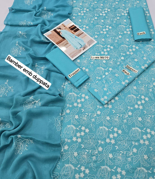 Embroidered 3 PC Premium Lawn