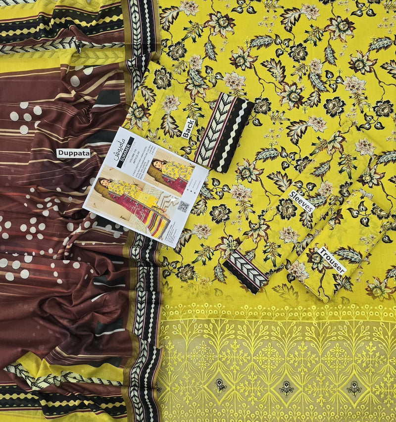 3 Pc Premium Lawn Embroidered Collection