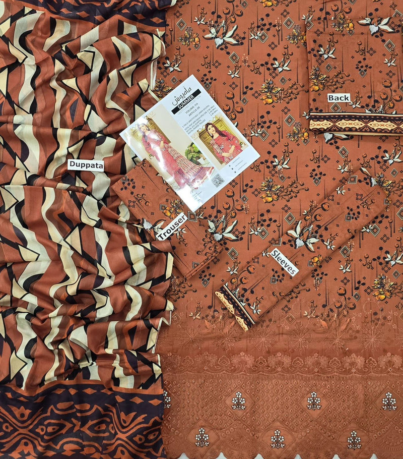 3 Pc Premium Lawn Embroidered Collection